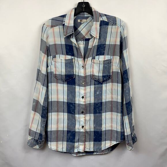 Kut From The Cloth Women's Gray & Pink Plaid Button Up Shirt Size Small - Picture 1 of 11